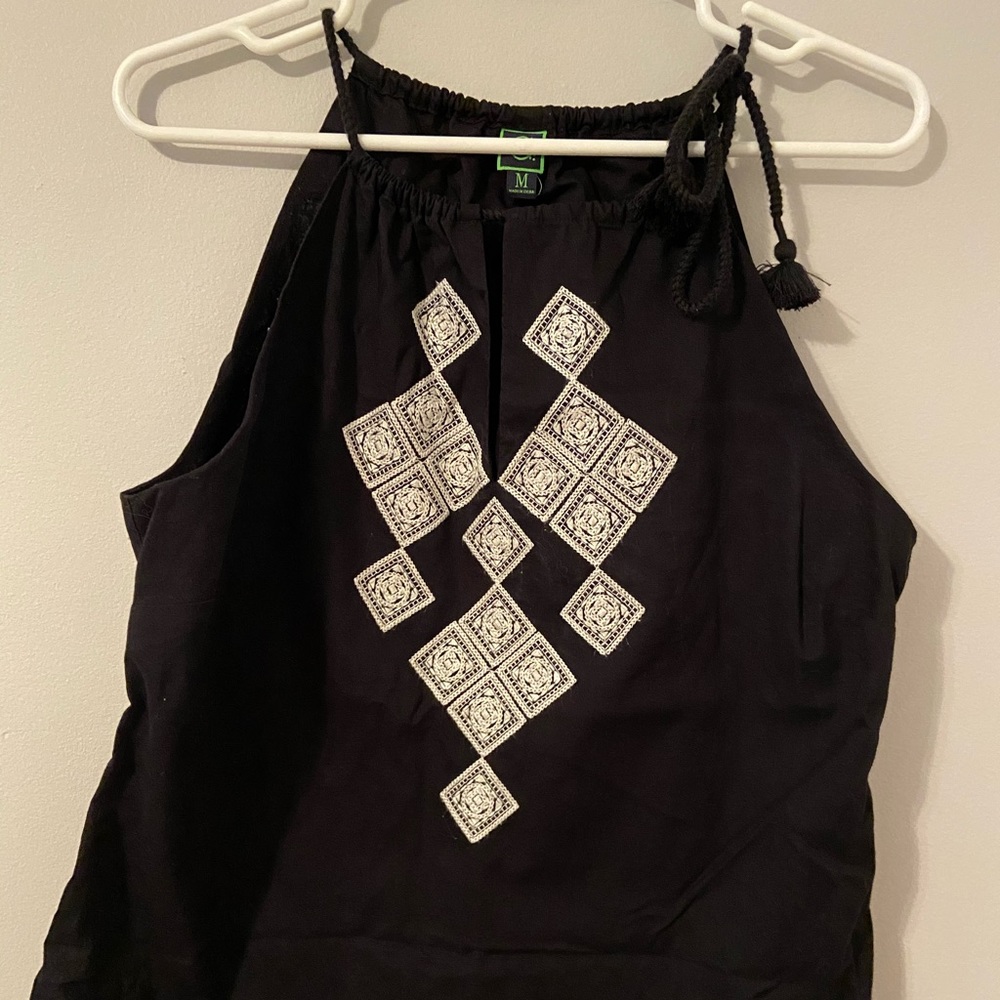 C WONDER Cotton tie neck blouse